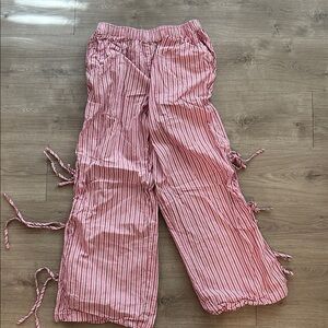 Wild Fable Pink and White Striped Linen Pants